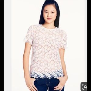 kate spade new york white sheer floral daisy flower top 0